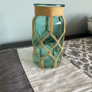 Turquoise and rope vase - nautical